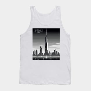 Dubai, UAE, Burj Khalifa, Black and White Travel Print Wall Art, Home Décor, Gift Art Tank Top